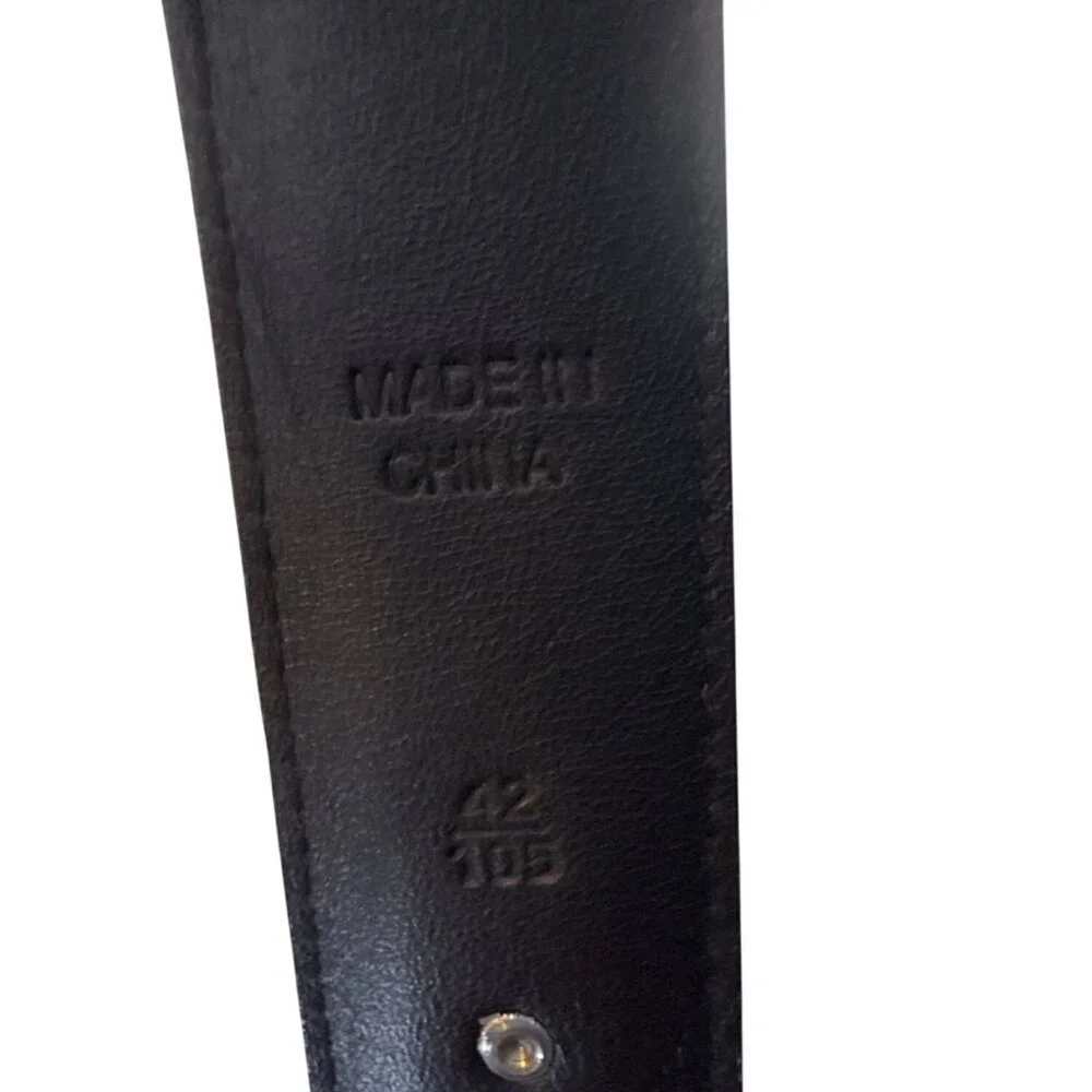 Polo Ralph Lauren Mens Black Leather Belt 42/105 With Silver Buckle